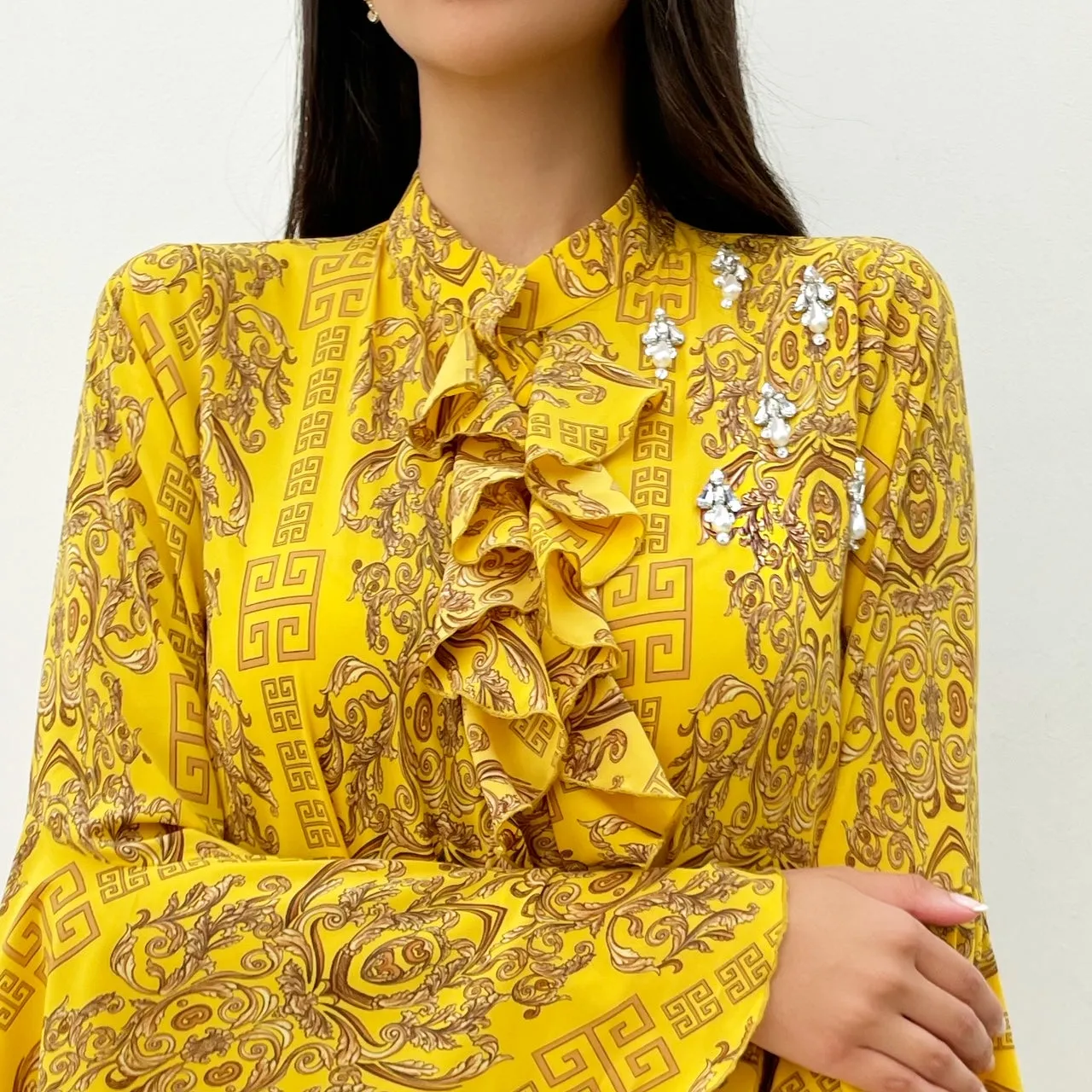 RAM21 YELLOW AMAL PRINTED SHIRT DRESS