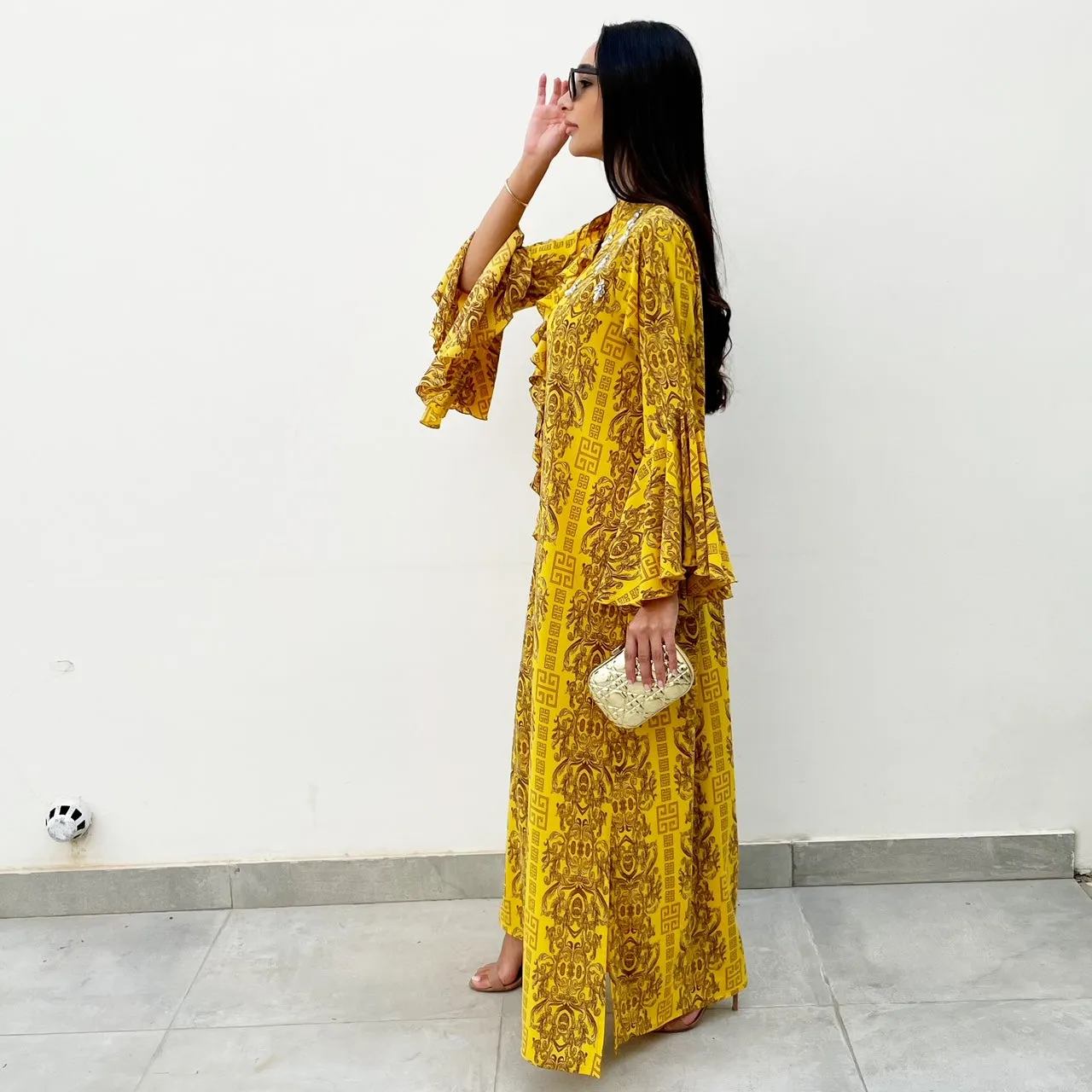 RAM21 YELLOW AMAL PRINTED SHIRT DRESS