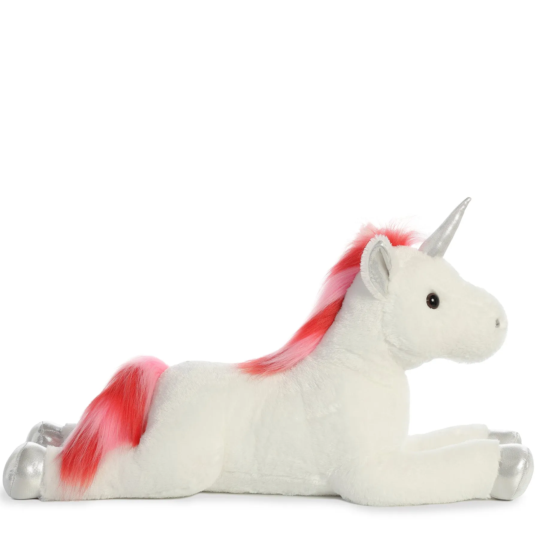 Red & Pink Swirls White Unicorn 27"