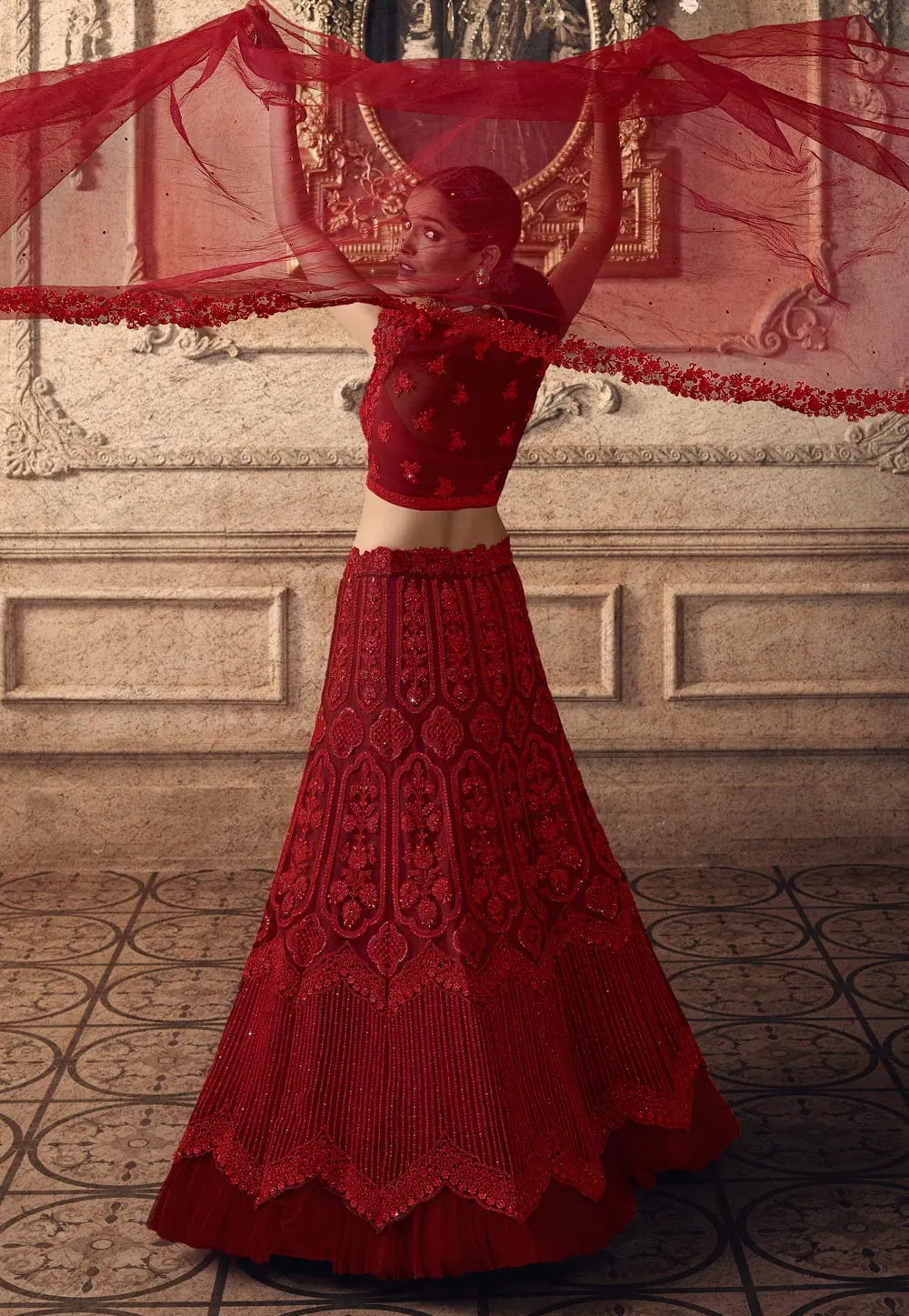 Red Bridal Indian Lehenga Choli Set