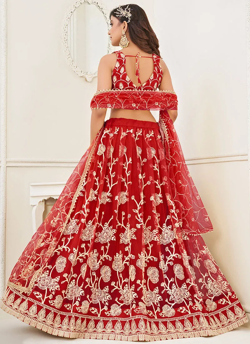Red Traditional Embroidered Wedding Lehenga Choli