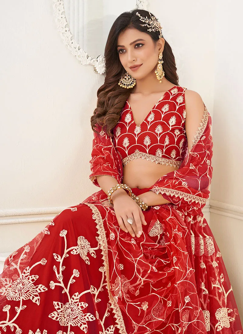 Red Traditional Embroidered Wedding Lehenga Choli