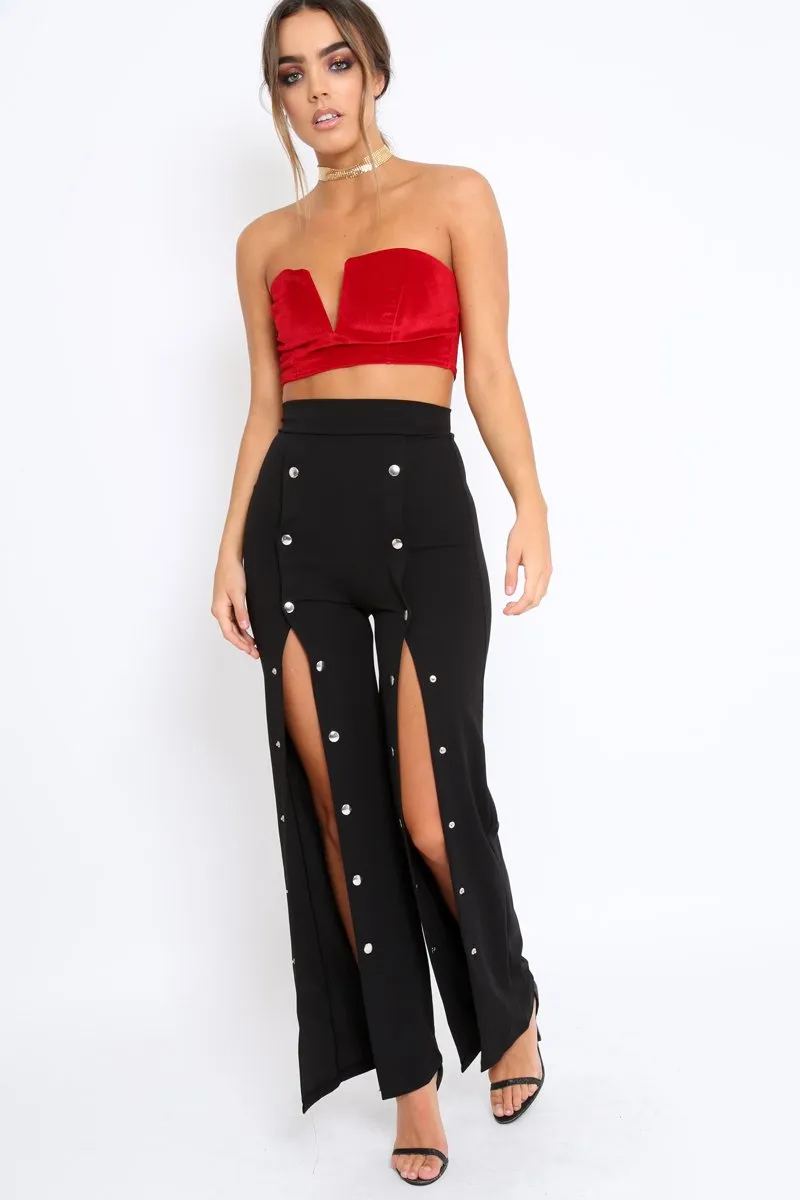 Red V Front Velvet Boob Tube - Evelyn