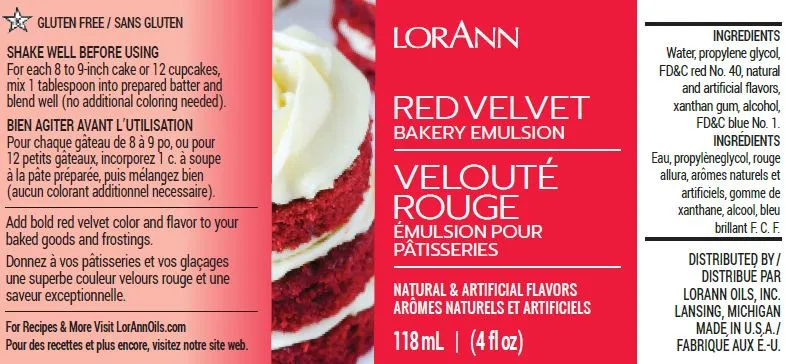 Red Velvet Bakery Emulsion - 4 oz. - 16 oz. - 1 Gallon - 5 Gallons - Bakery Emulsions Canada
