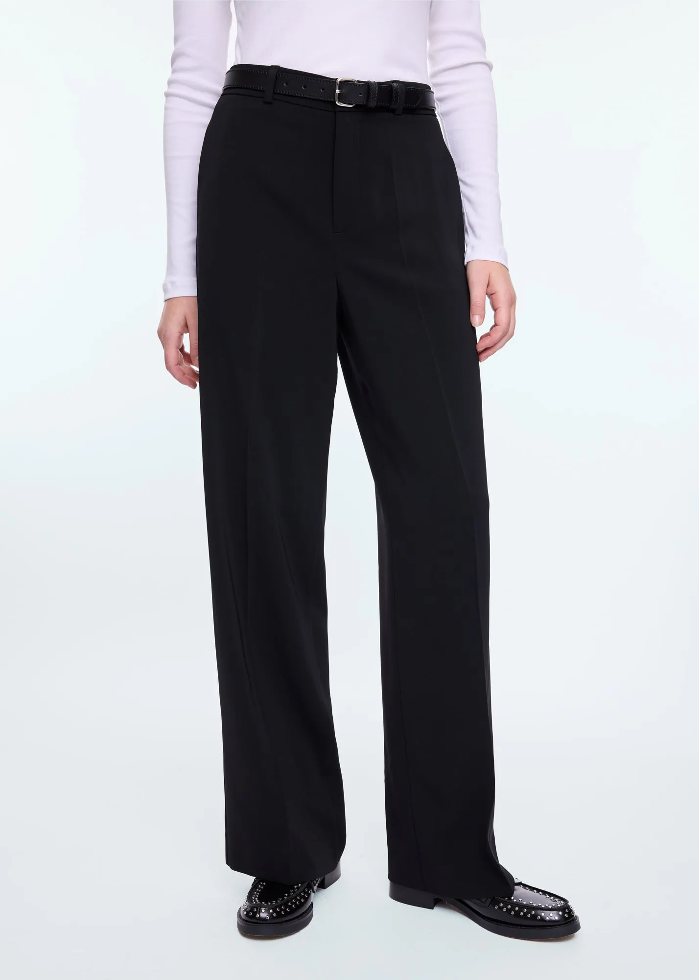 Regular fit crepe pants