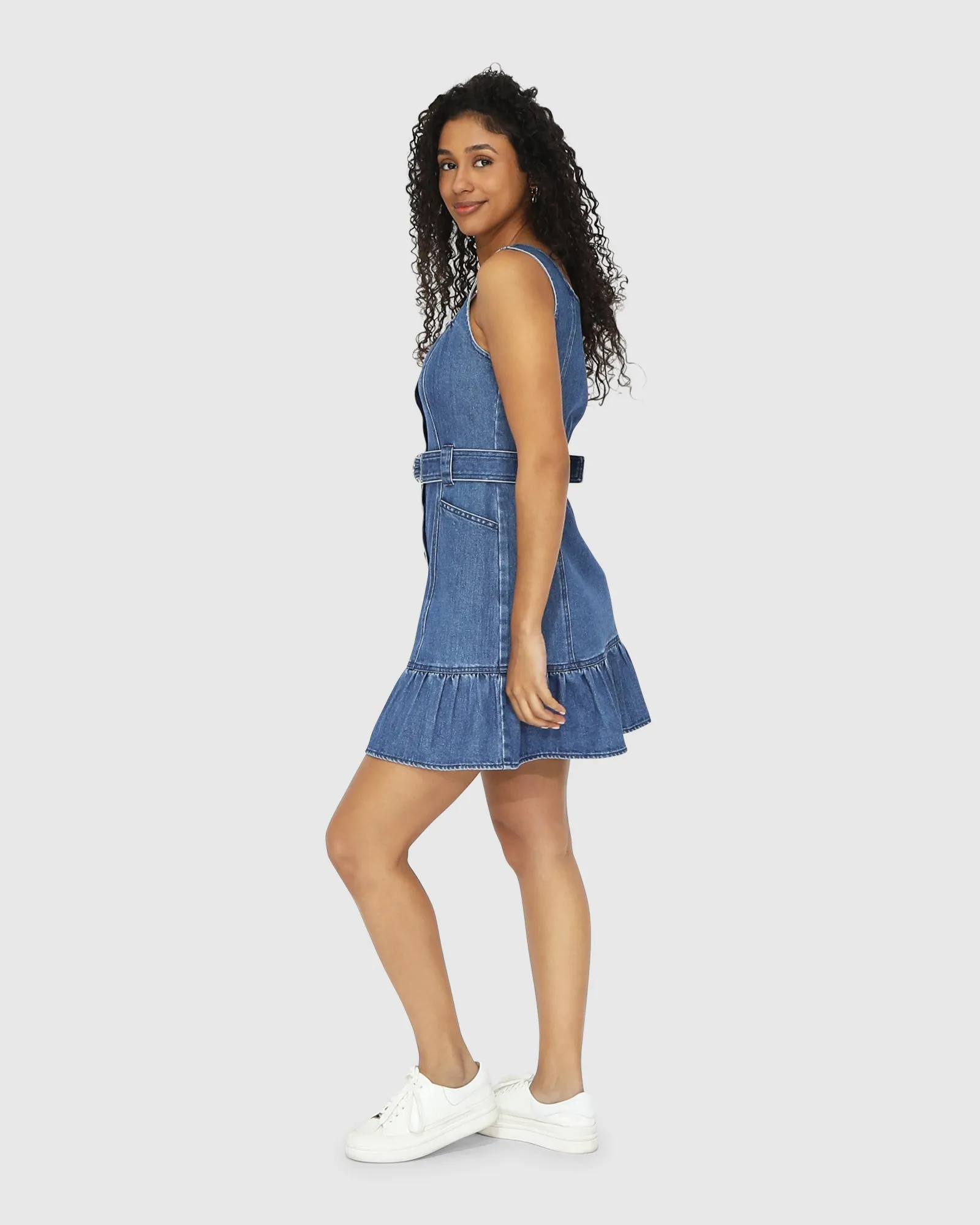 Reunite Denim Mini Dress - Mid Wash