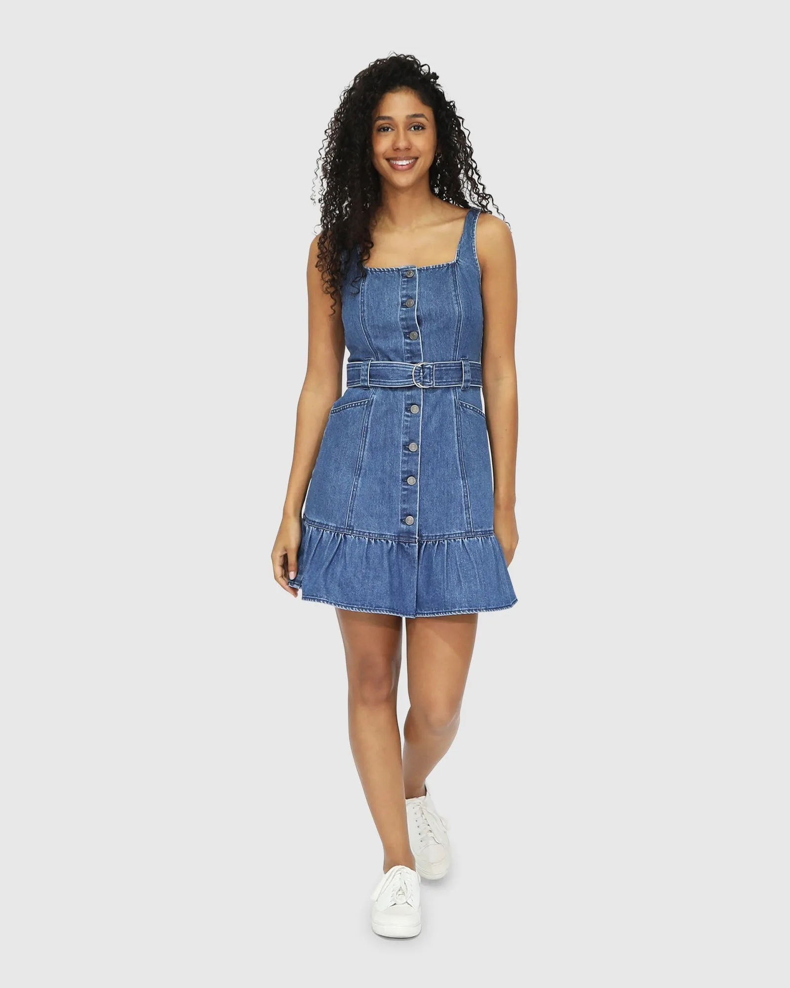 Reunite Denim Mini Dress - Mid Wash