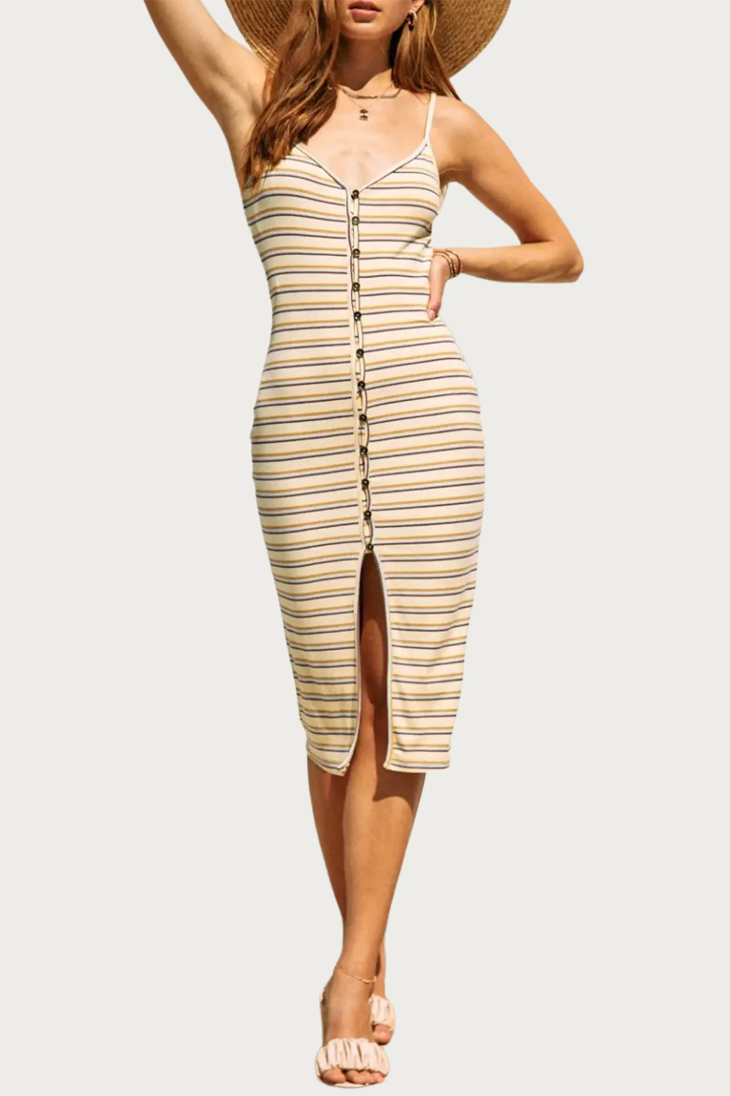 RIBBED STRETCH MODAL-JERSEY MIDI DRESS