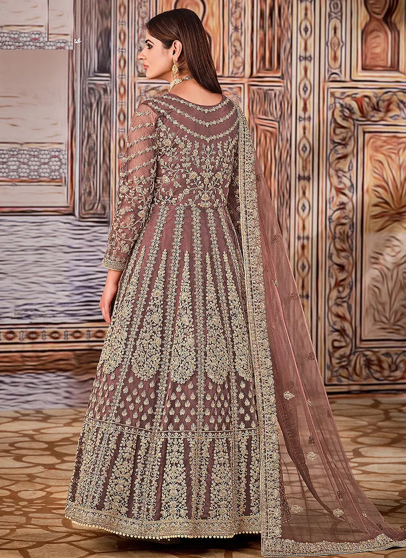 Rose Pink Embroidered Wedding Anarkali Suit