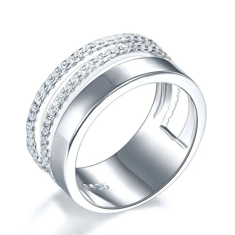 Round Diamond Double Band Wedding Ring