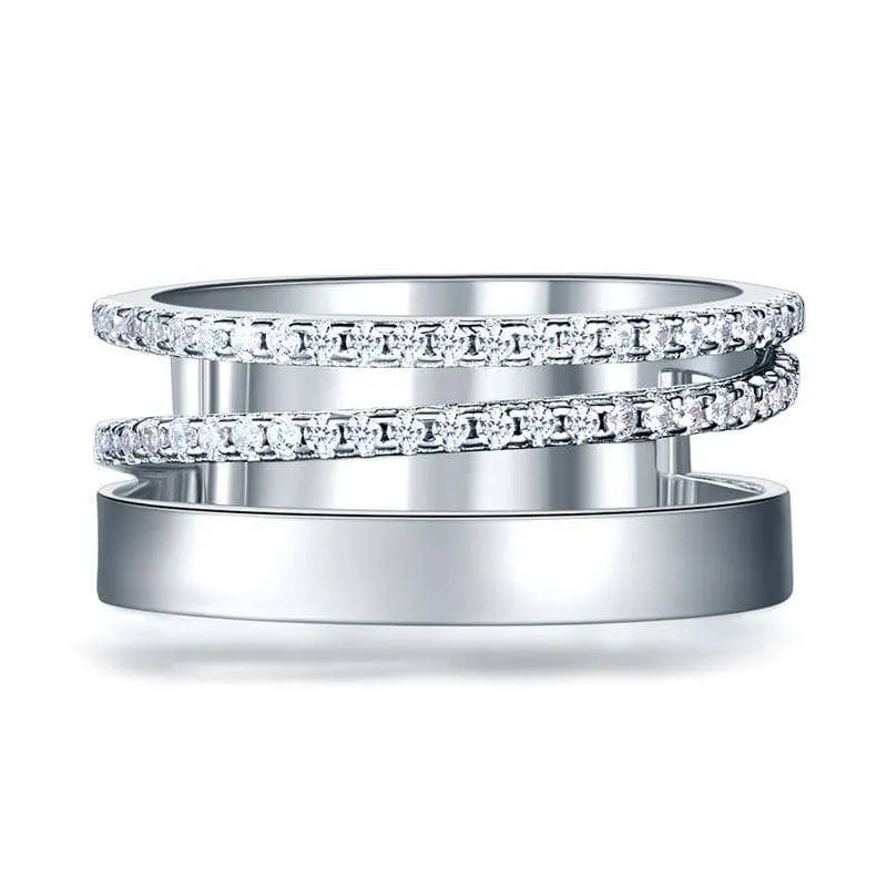 Round Diamond Double Band Wedding Ring