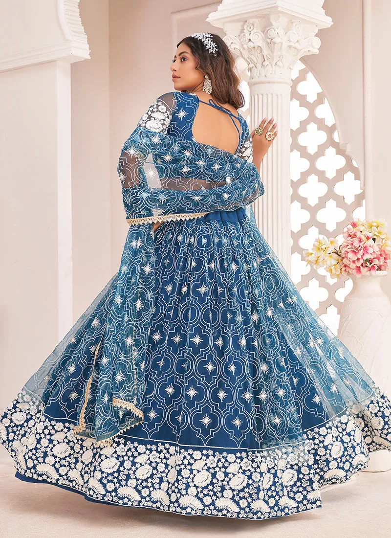 Royal Blue Embroidered Traditional Wedding Lehenga Choli
