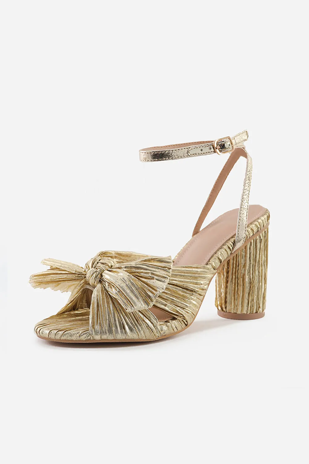 Roycebridal Outdoor Satin Peep Toe Chunky Heel Shoes With Buckle Bowknot