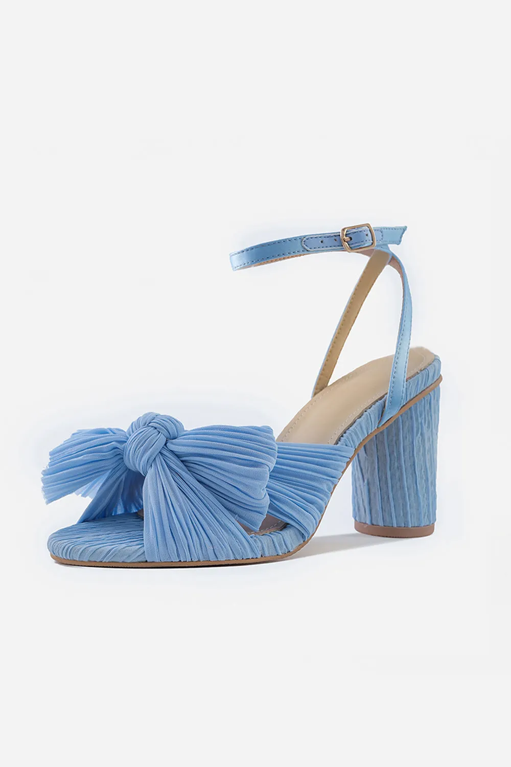 Roycebridal Outdoor Satin Peep Toe Chunky Heel Shoes With Buckle Bowknot