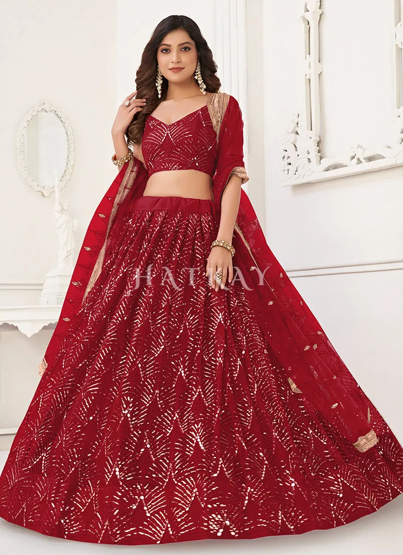 Ruby Red Traditional Wedding Lehenga Choli