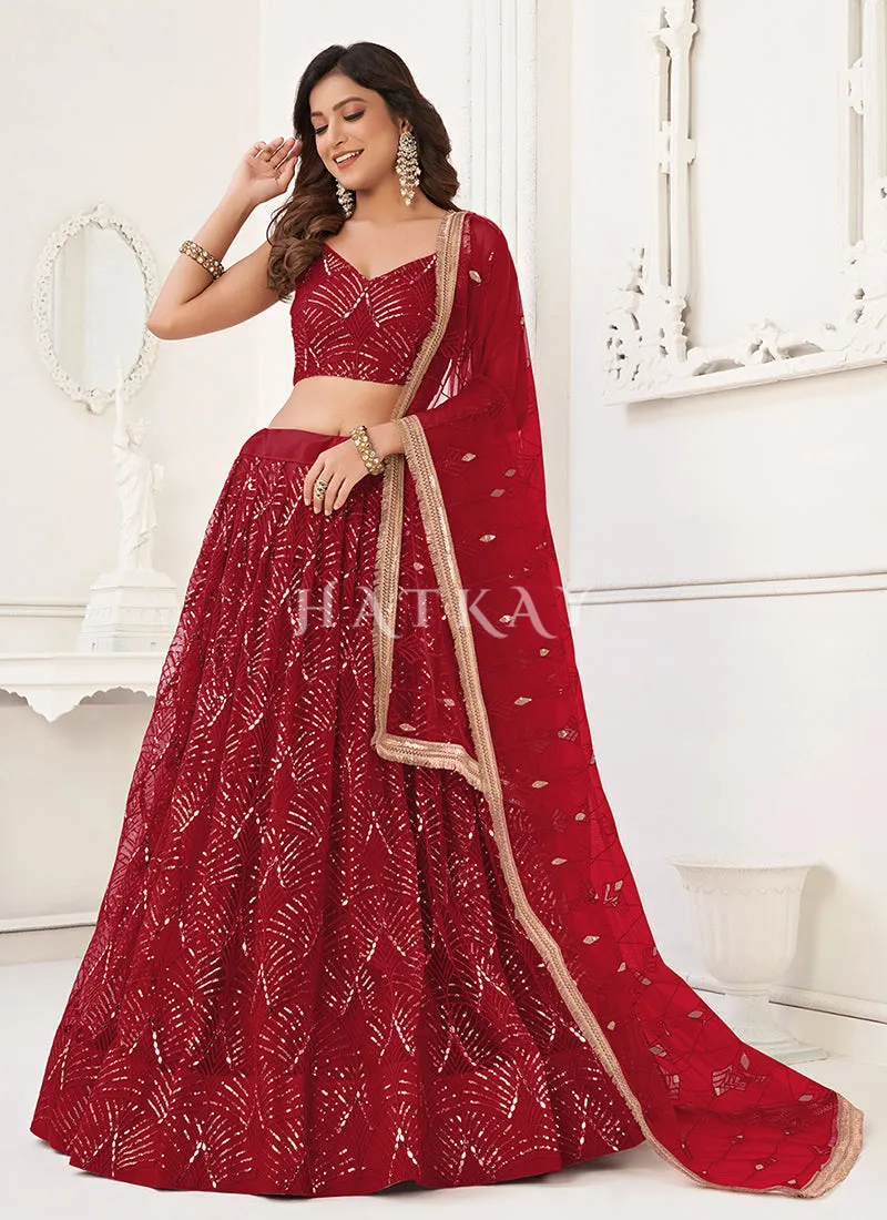 Ruby Red Traditional Wedding Lehenga Choli