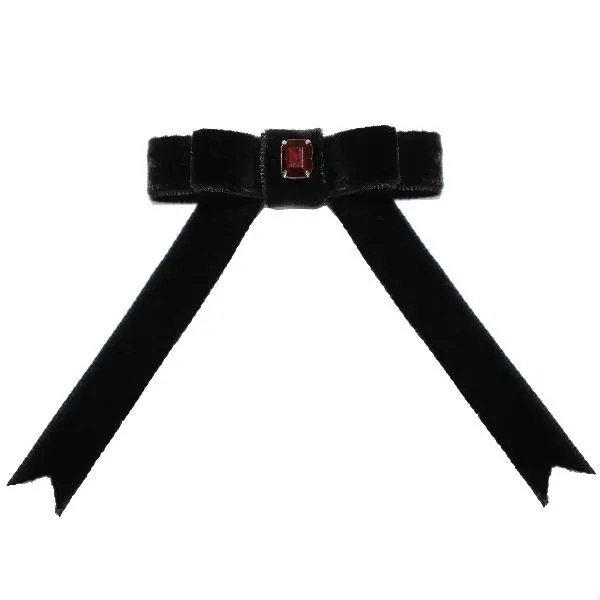 Ruby Red Velvet Hair-bow Clip