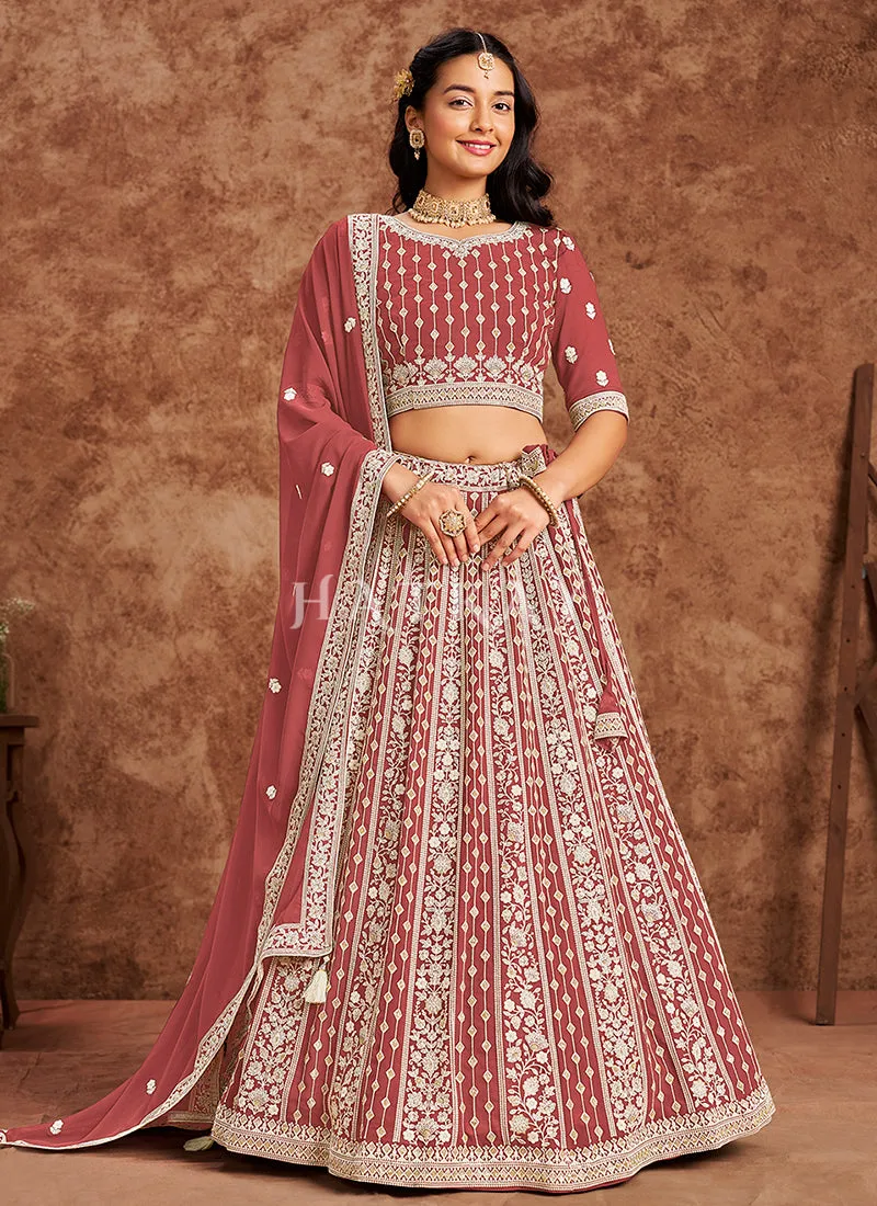 Rust Red Georgette Lehenga Choli