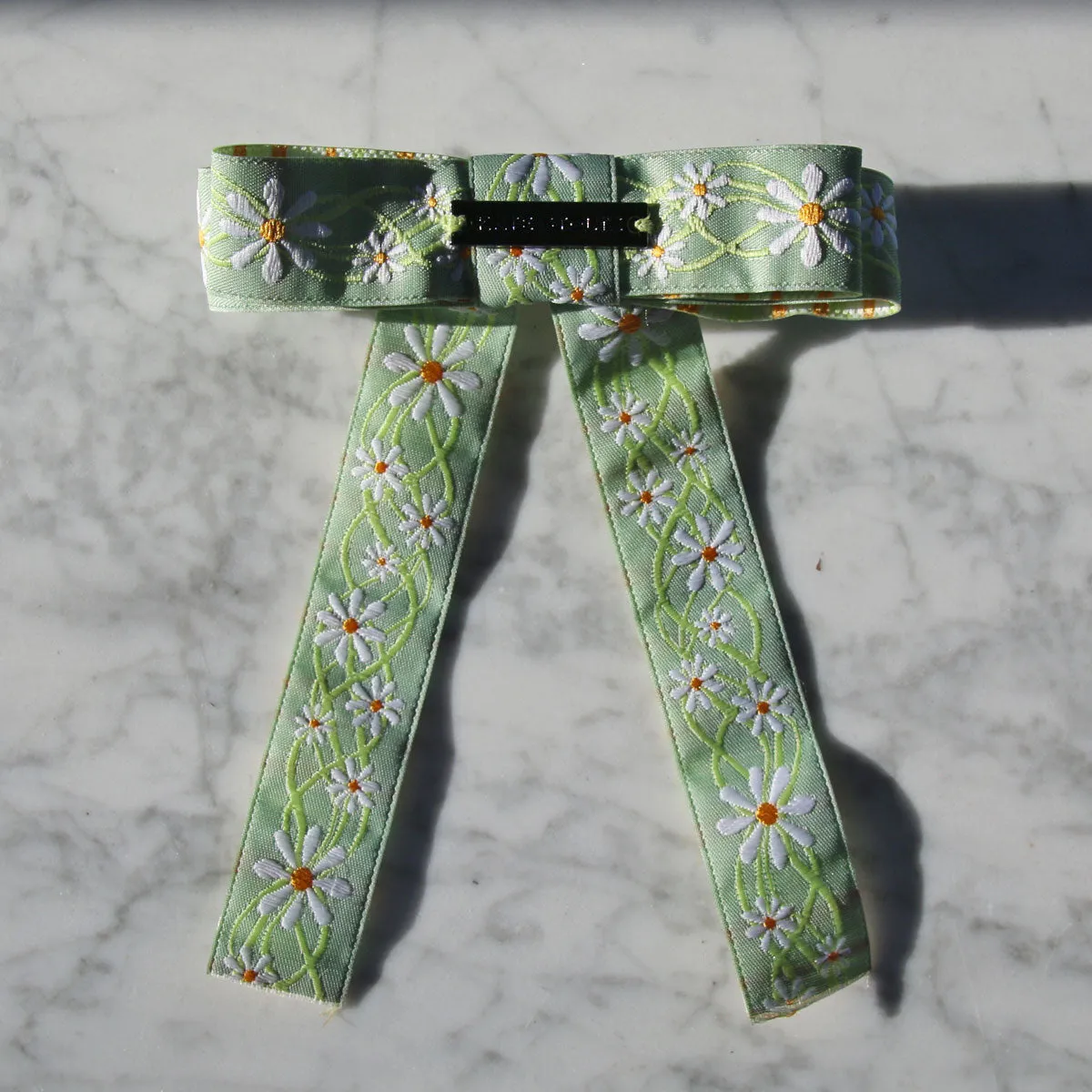 Sage Daisy Jacquard Hair-bow Clip