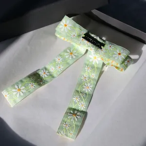 Sage Daisy Jacquard Hair-bow Clip