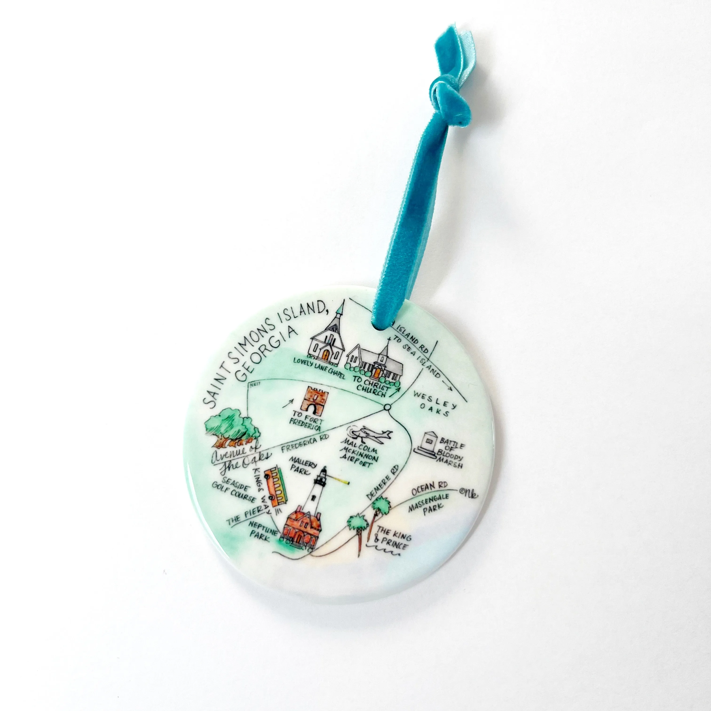 Saint Simons Island, Georgia Map Ornament