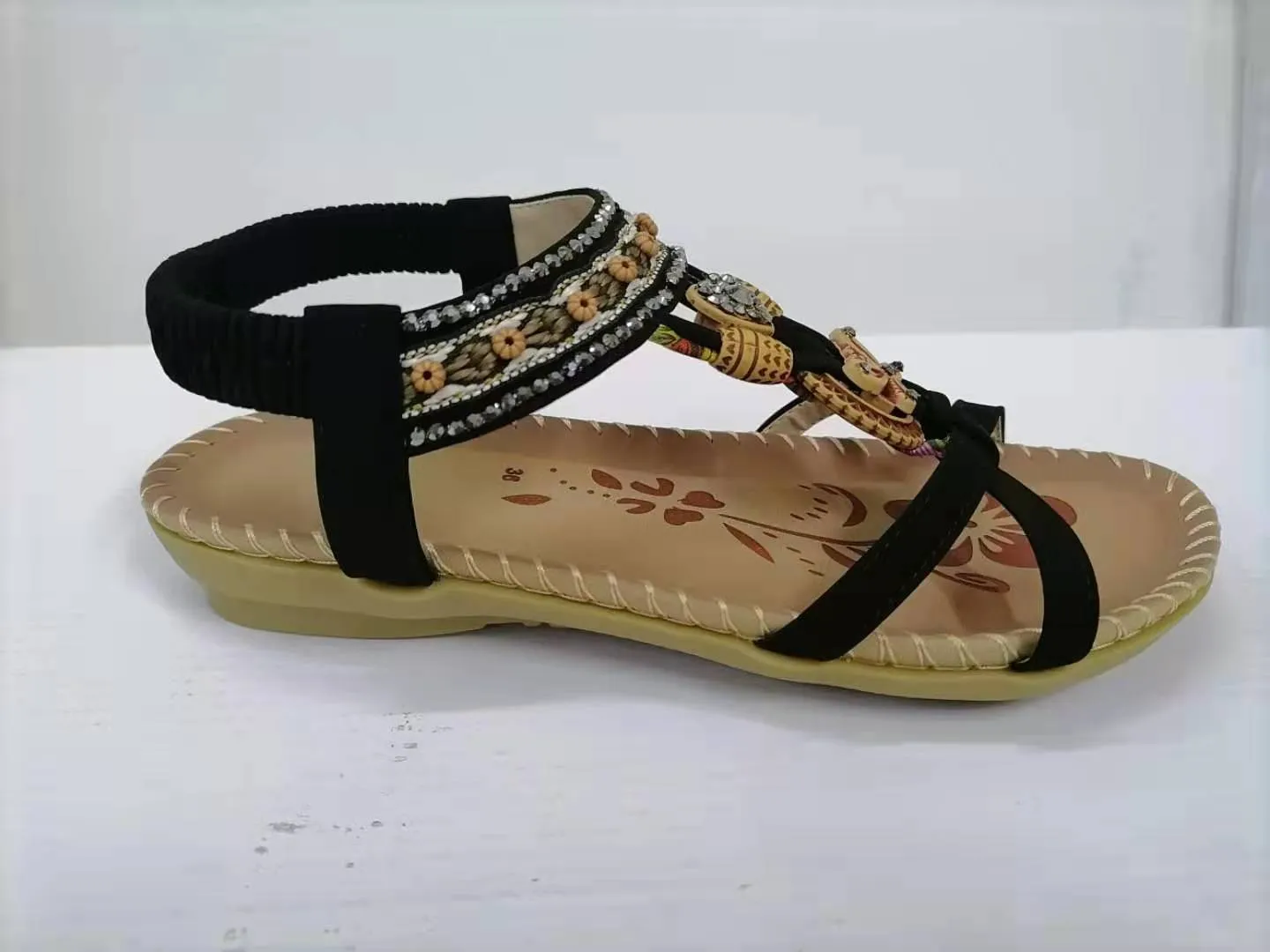 Sandals Large Size Flower Rhinestone Beach Shoes