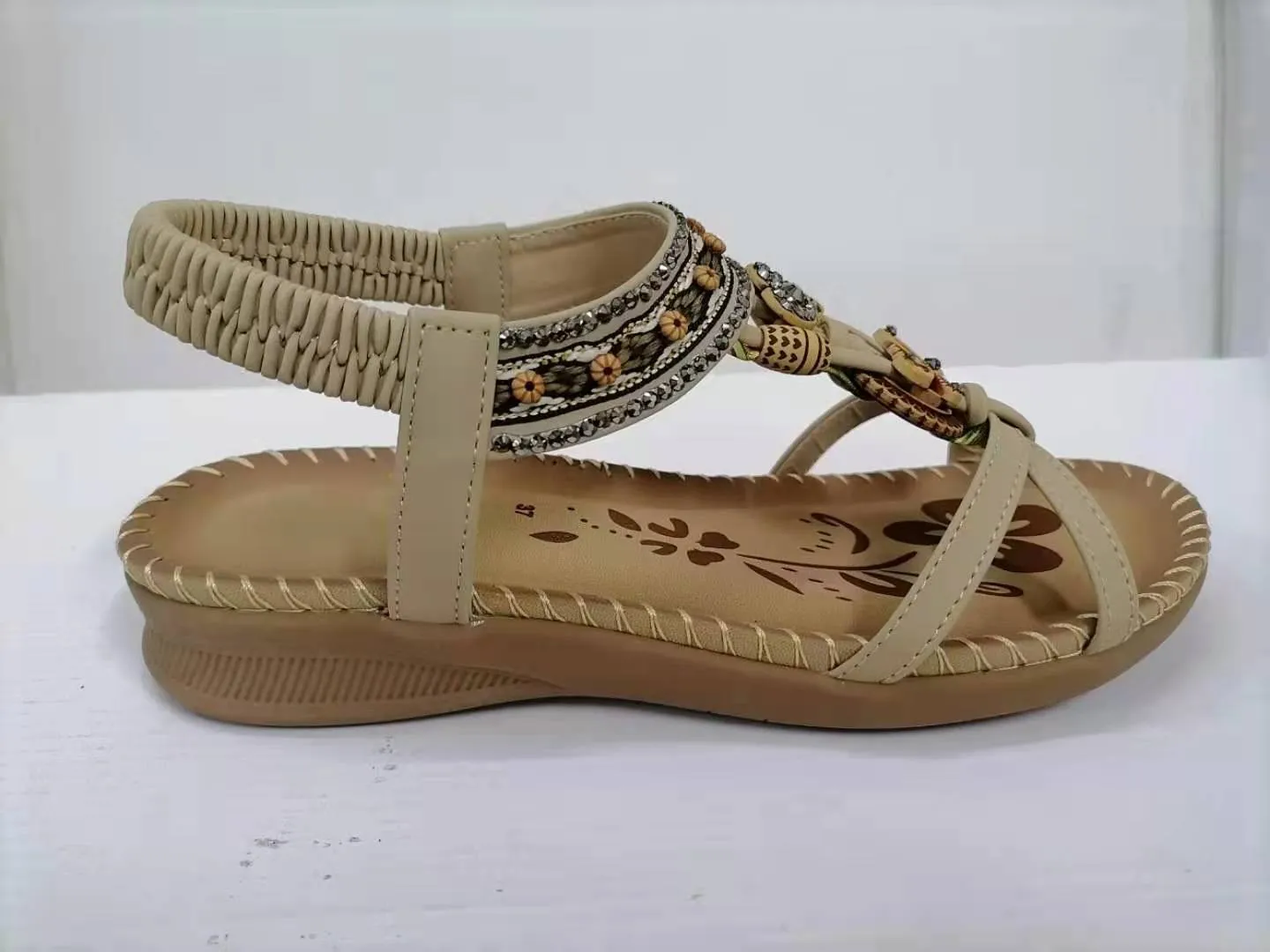 Sandals Large Size Flower Rhinestone Beach Shoes
