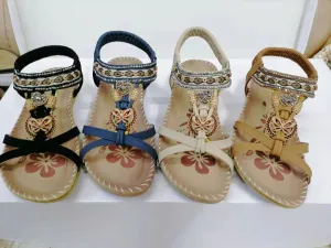 Sandals Large Size Flower Rhinestone Beach Shoes