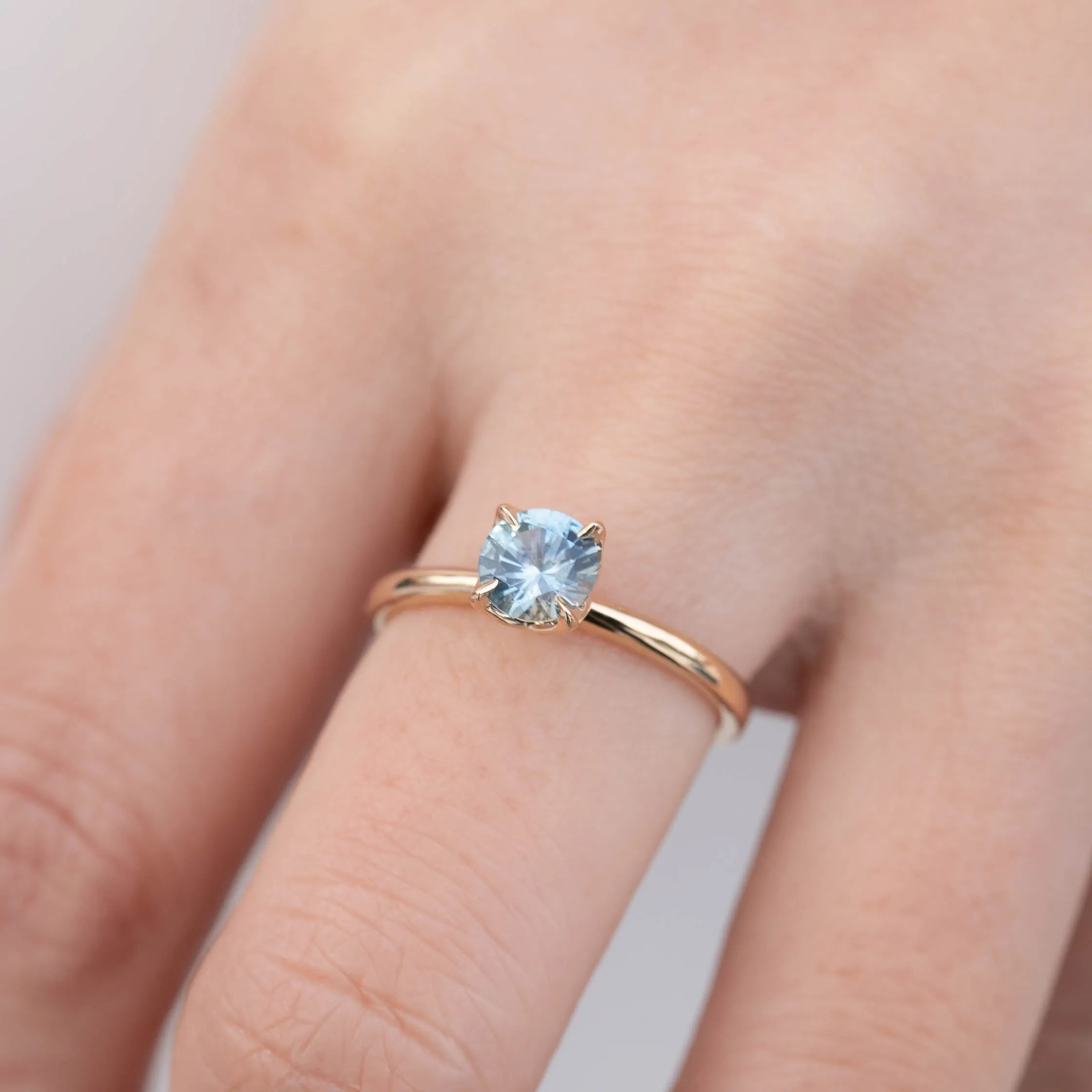 Sara Ring 1.06ct Parti Light Grey-Blue Yellow Montana Sapphire (One of a kind)
