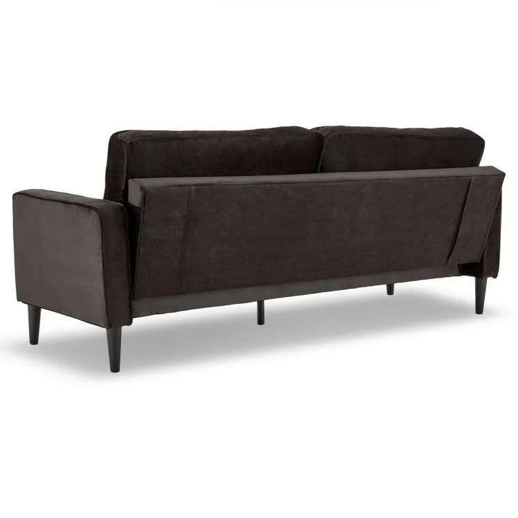 SARANTINO 3 SEATER FAUX VELVET SOFA BED COUCH FURNITURE LOUNGE - BLACK