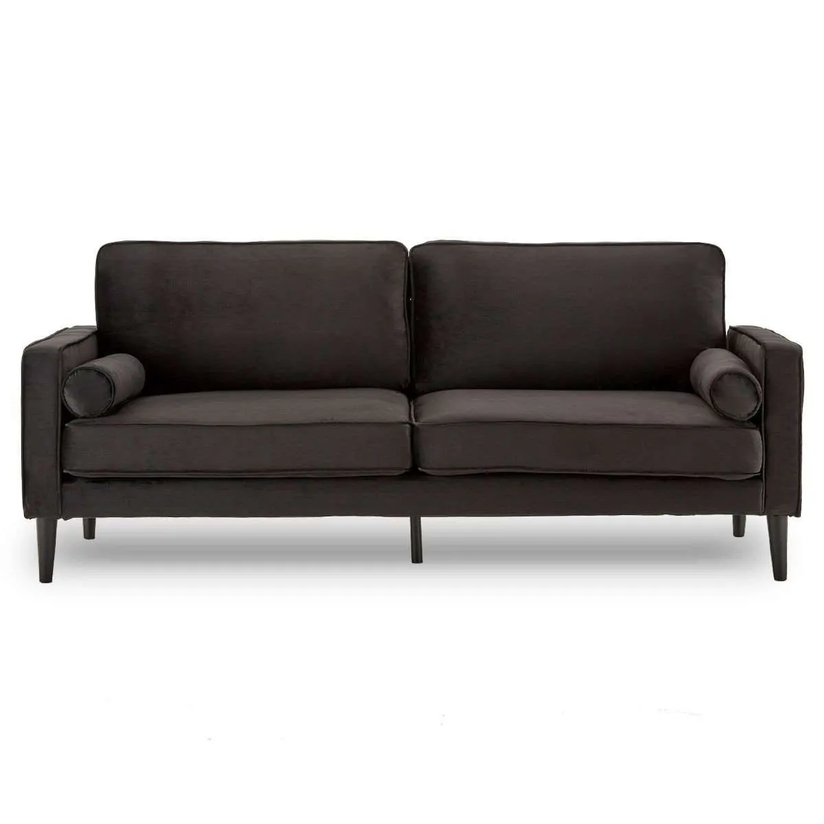 SARANTINO 3 SEATER FAUX VELVET SOFA BED COUCH FURNITURE LOUNGE - BLACK