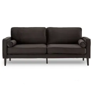 SARANTINO 3 SEATER FAUX VELVET SOFA BED COUCH FURNITURE LOUNGE - BLACK