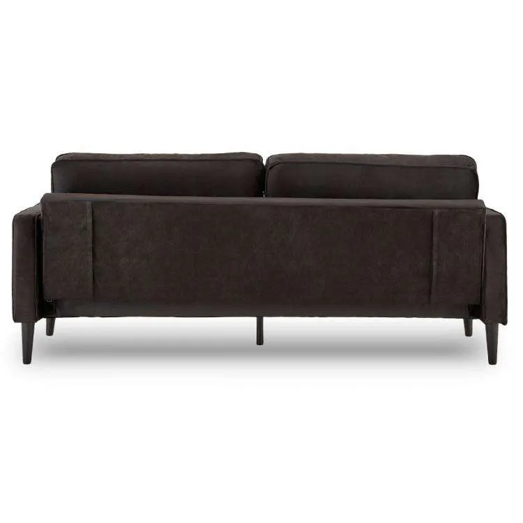 SARANTINO 3 SEATER FAUX VELVET SOFA BED COUCH FURNITURE LOUNGE - BLACK