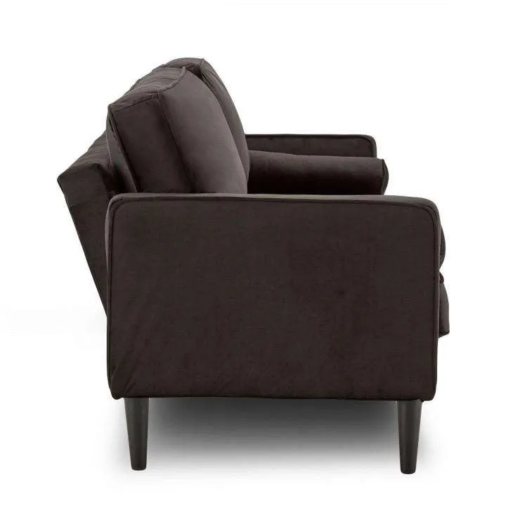 SARANTINO 3 SEATER FAUX VELVET SOFA BED COUCH FURNITURE LOUNGE - BLACK