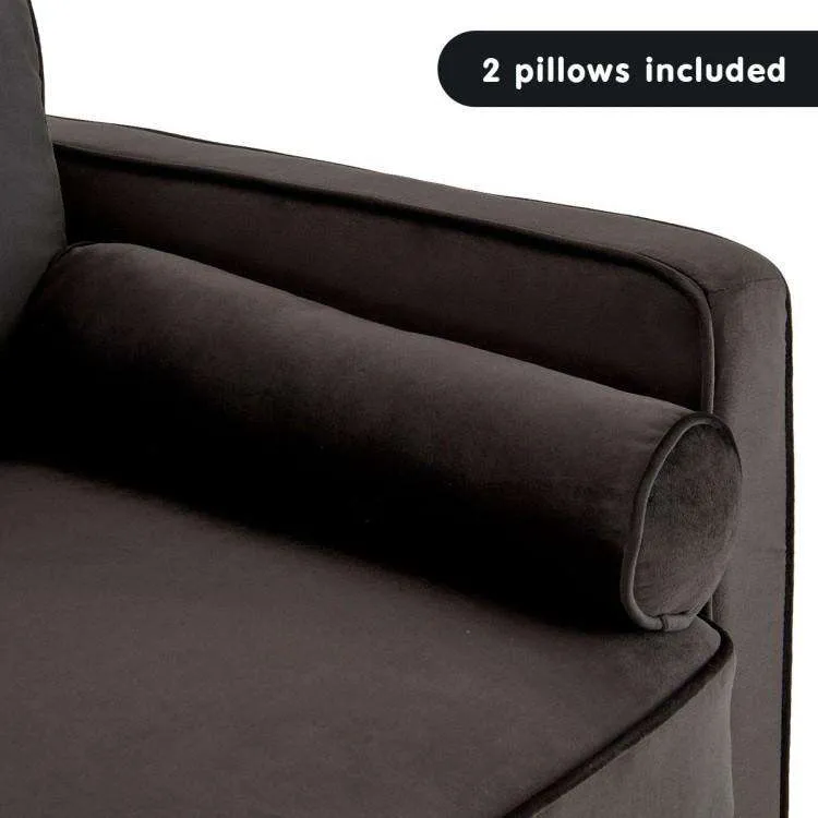 SARANTINO 3 SEATER FAUX VELVET SOFA BED COUCH FURNITURE LOUNGE - BLACK