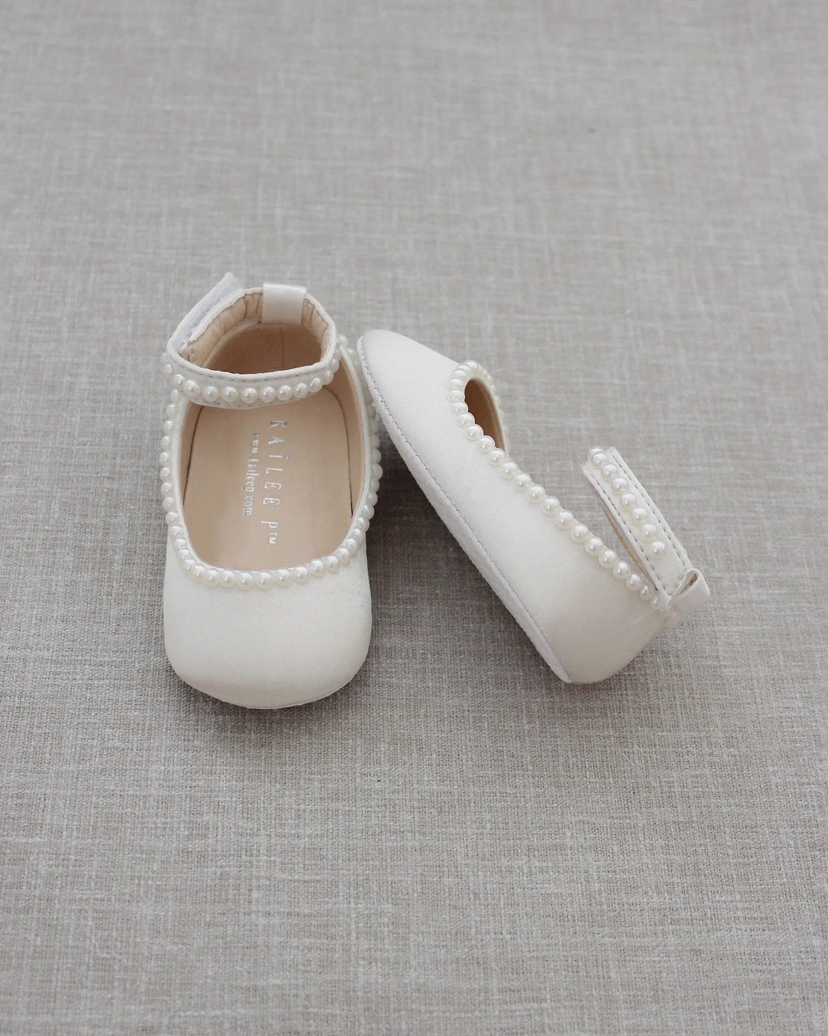 Satin Flats with Mini Pearls