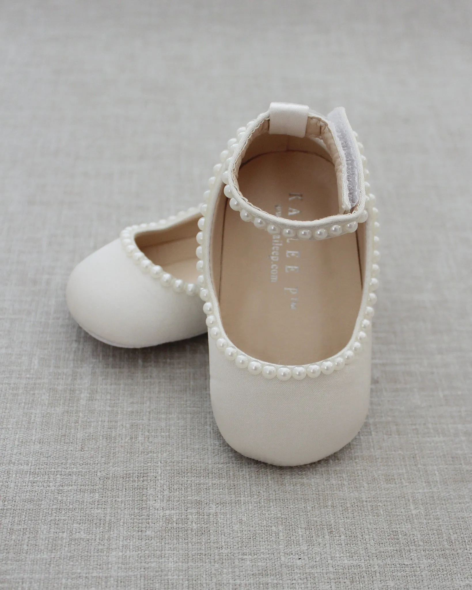 Satin Flats with Mini Pearls