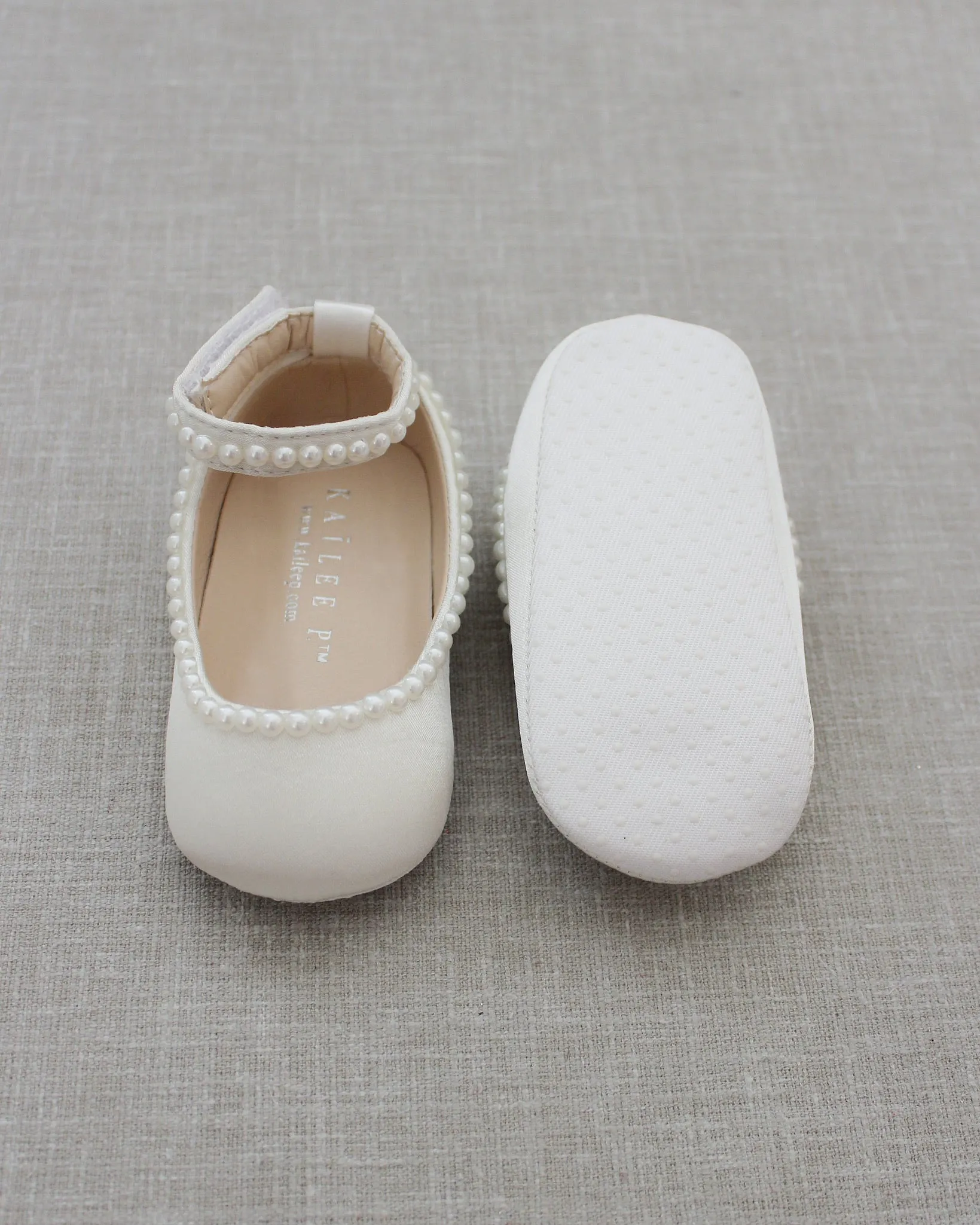 Satin Flats with Mini Pearls
