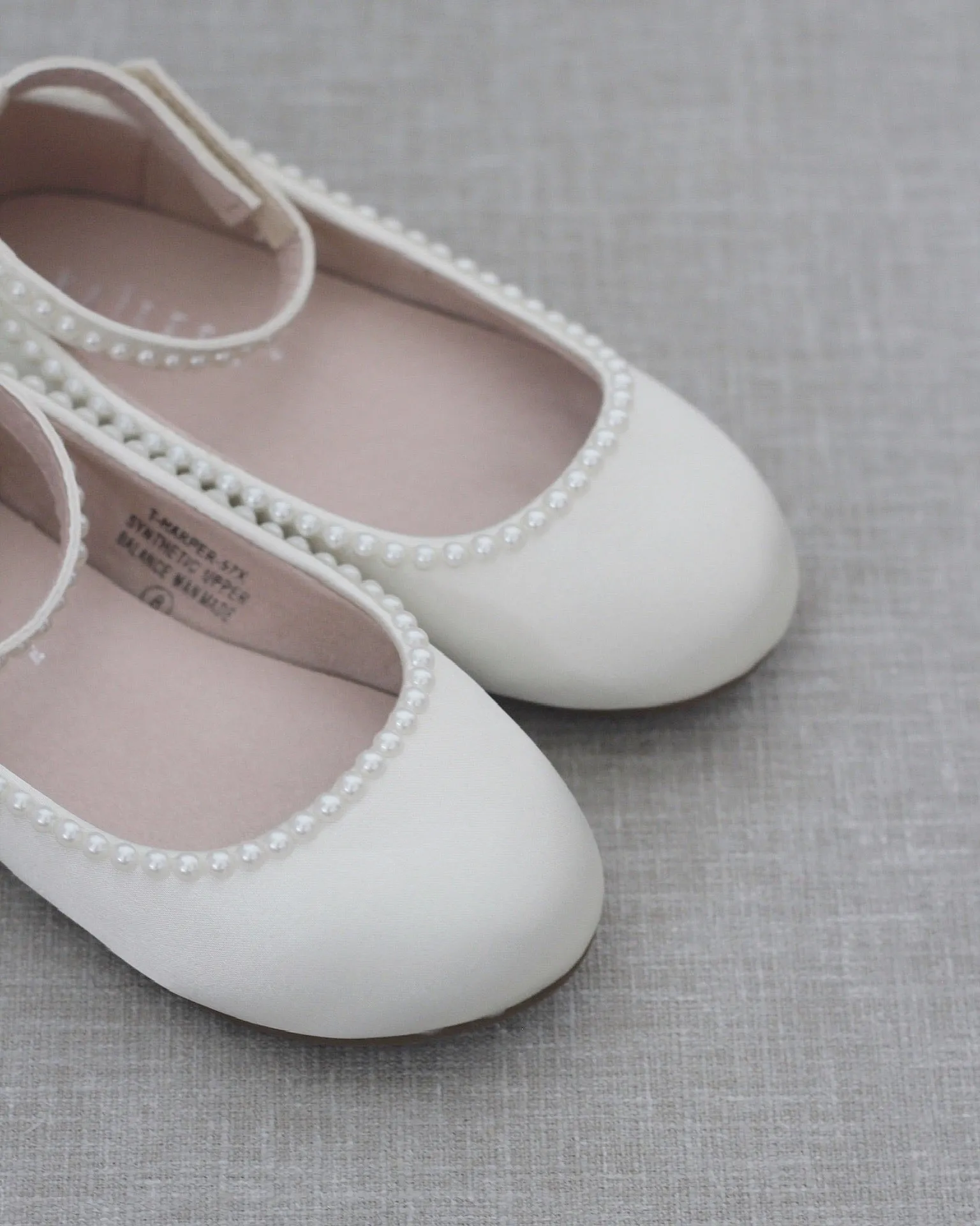 Satin Flats with Mini Pearls