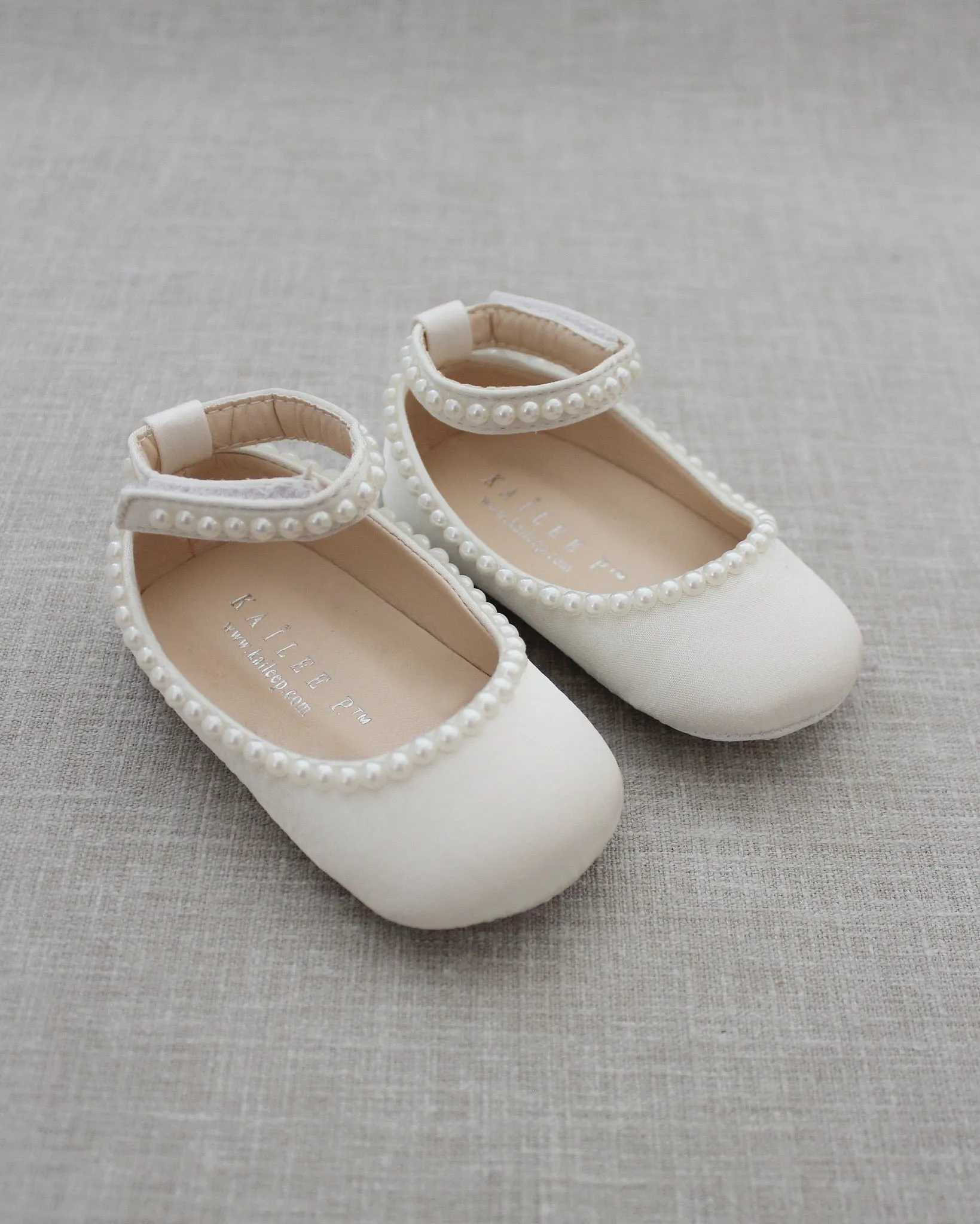 Satin Flats with Mini Pearls