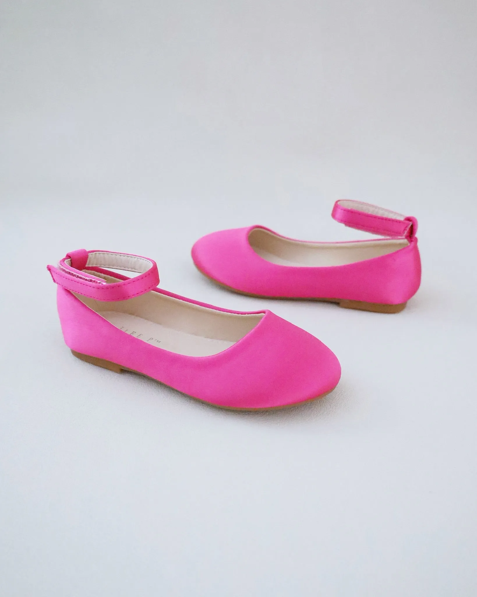 Satin Flats with Velcro Ankle Strap