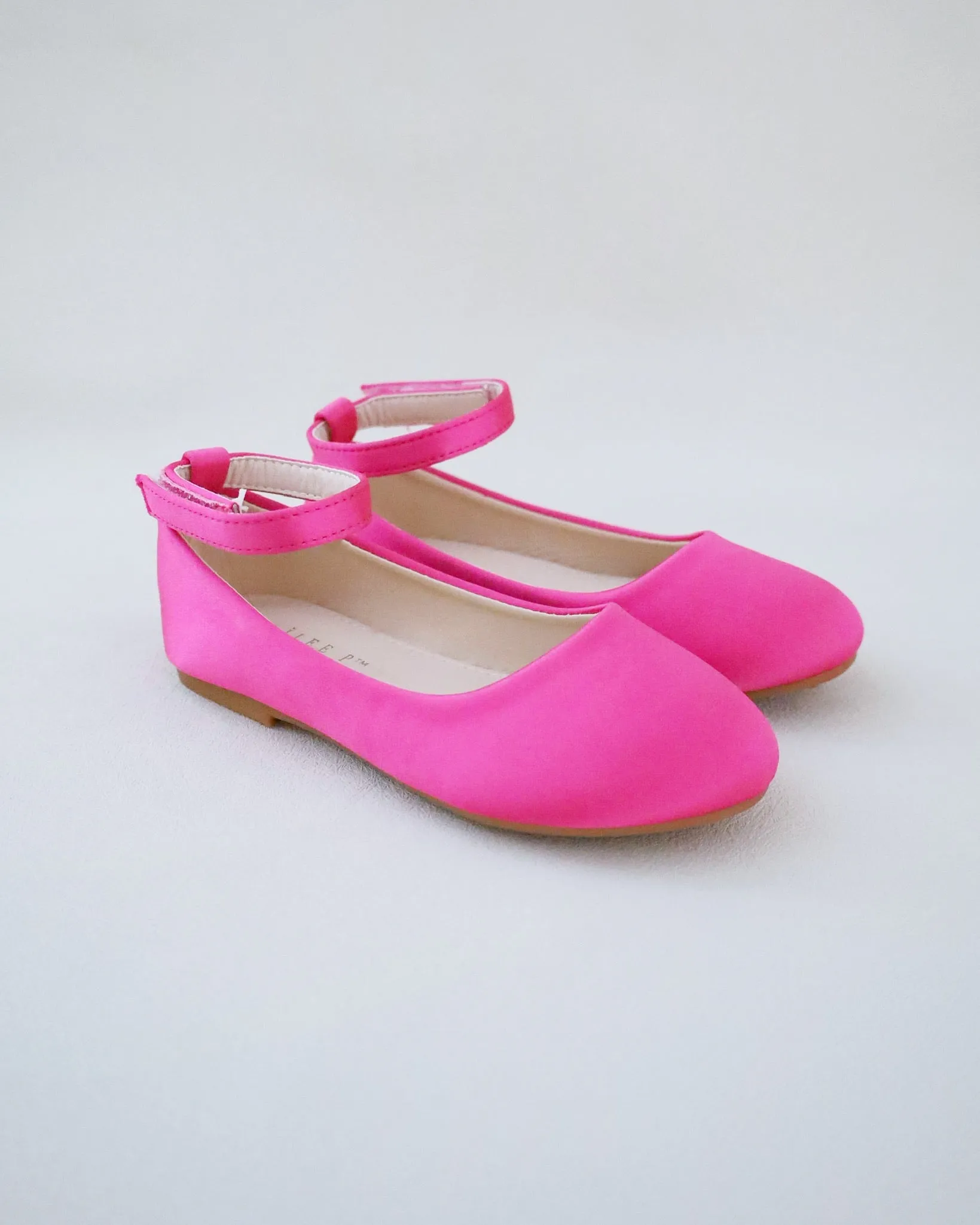 Satin Flats with Velcro Ankle Strap