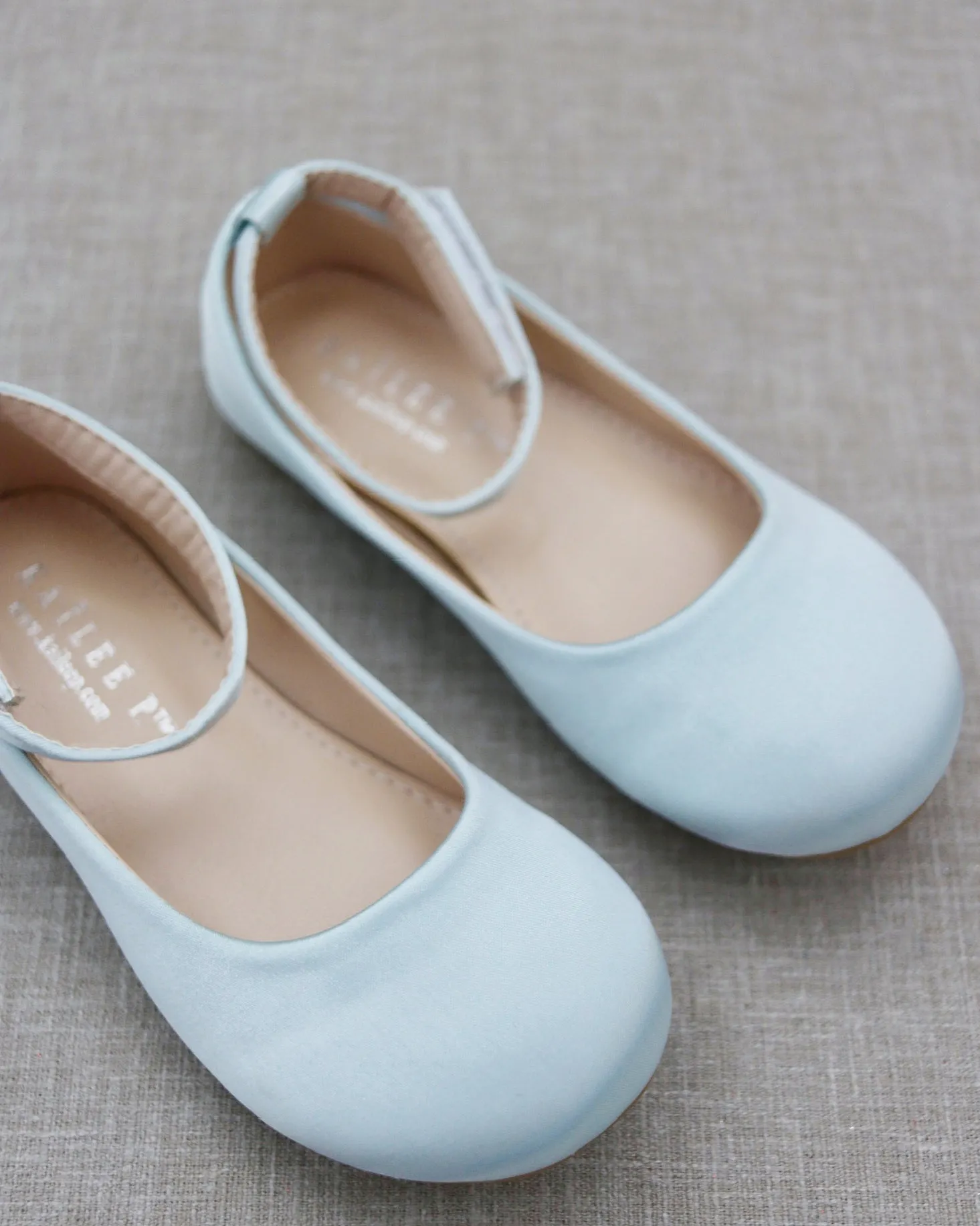 Satin Flats with Velcro Ankle Strap