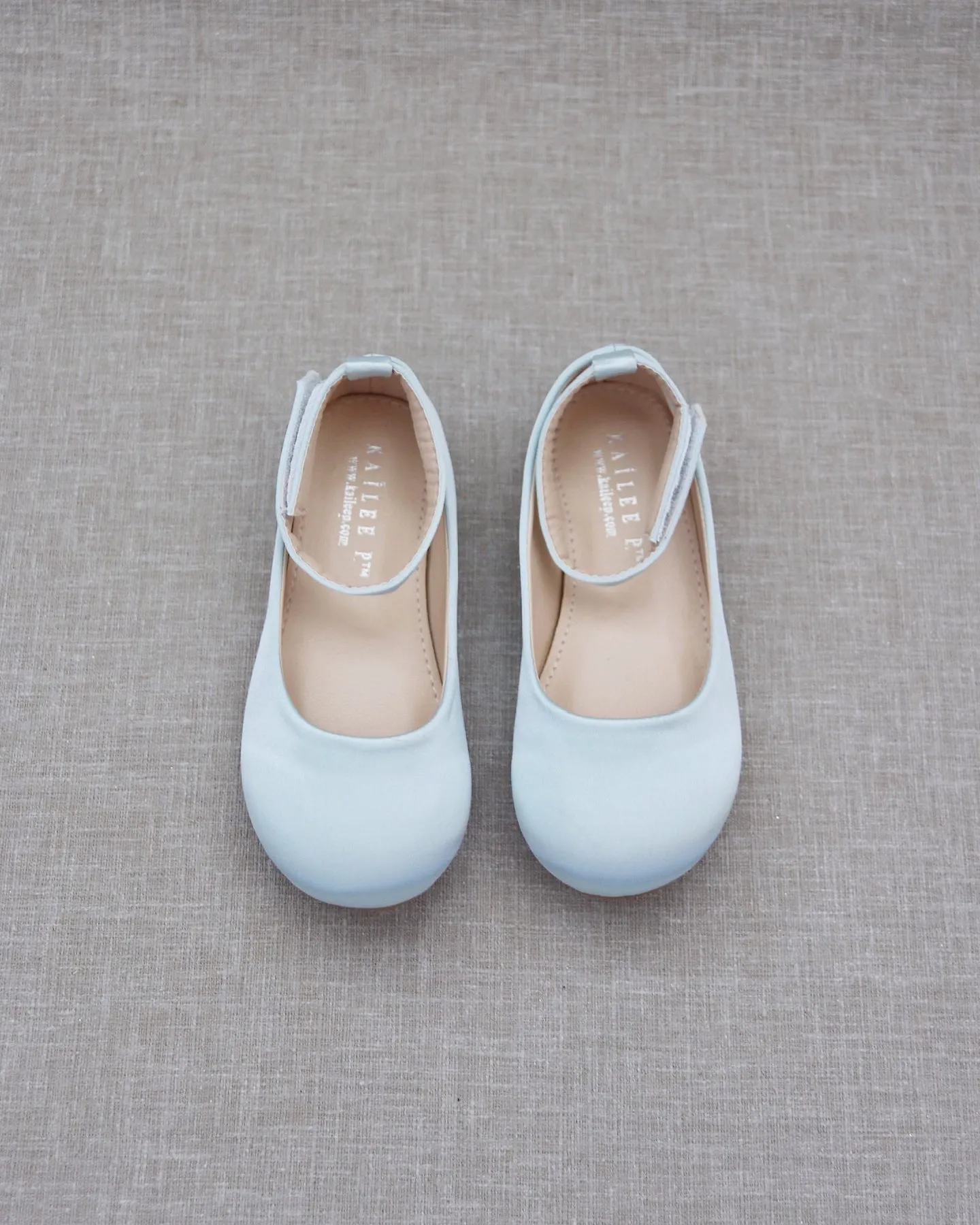 Satin Flats with Velcro Ankle Strap