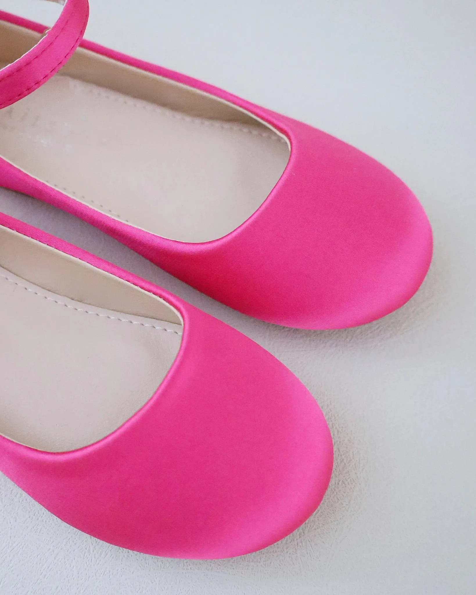 Satin Flats with Velcro Ankle Strap