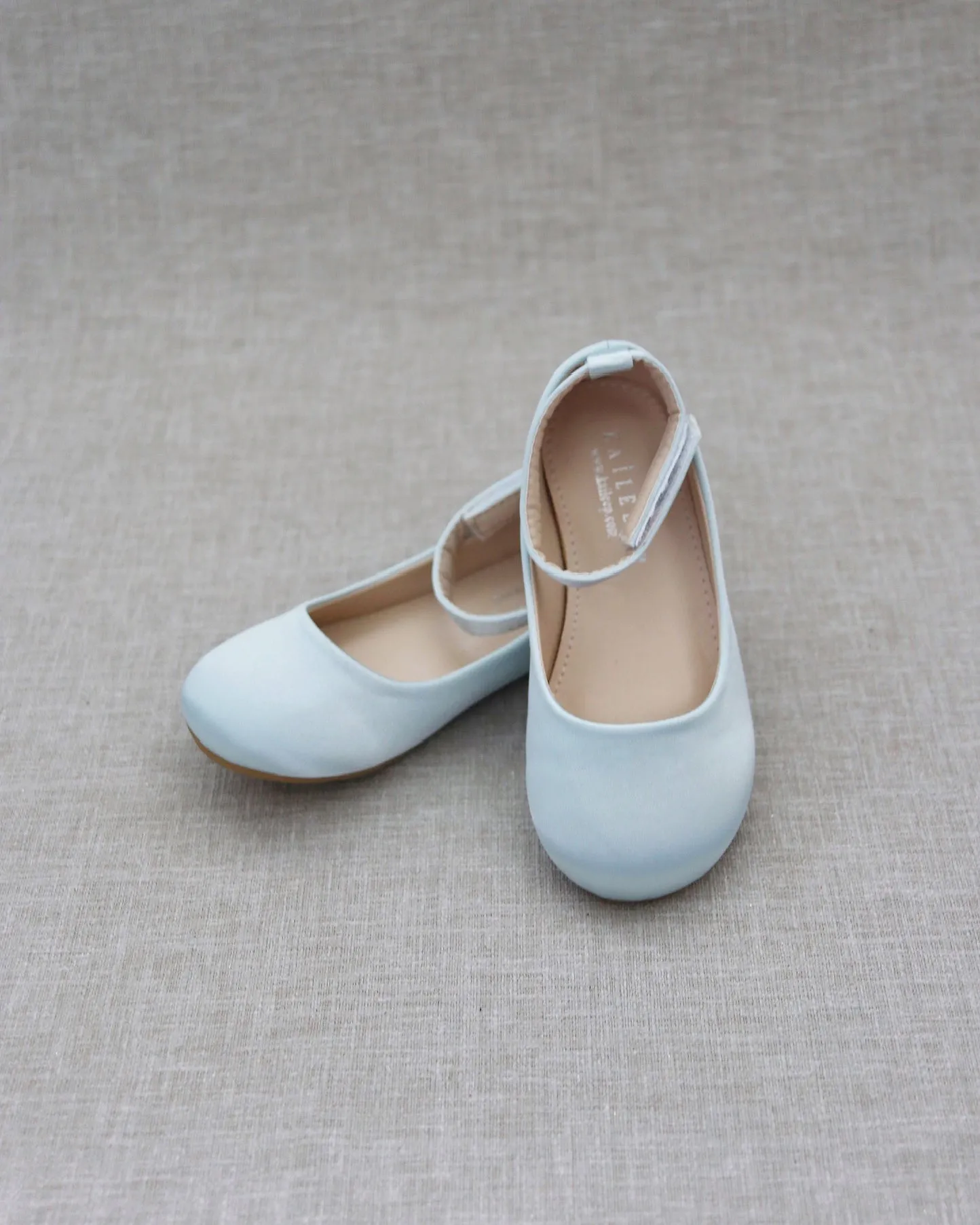 Satin Flats with Velcro Ankle Strap