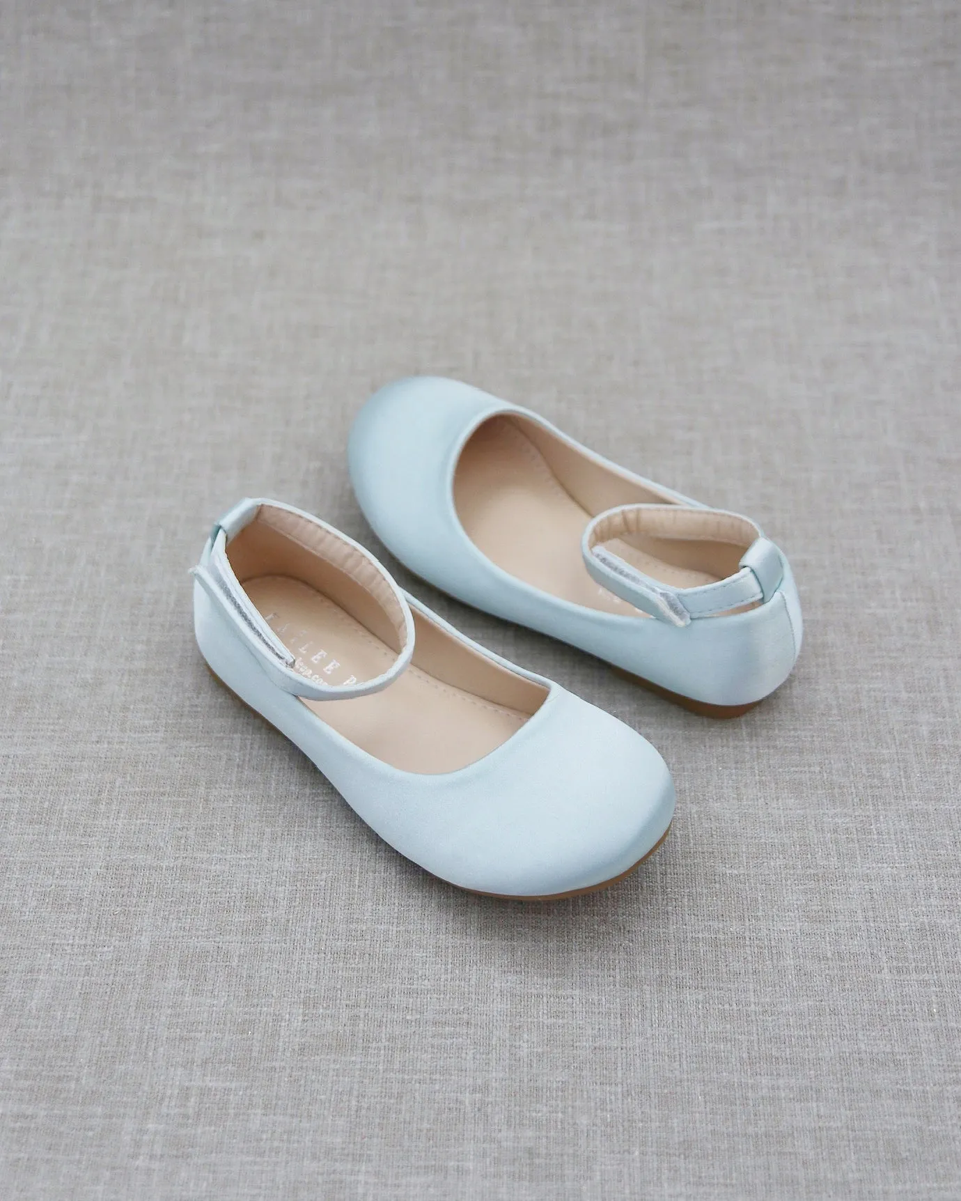 Satin Flats with Velcro Ankle Strap