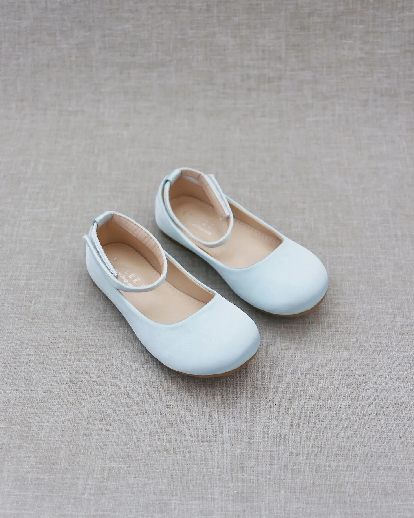 Satin Flats with Velcro Ankle Strap