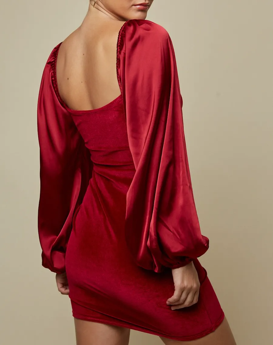 Satin Velvet Mini Dress