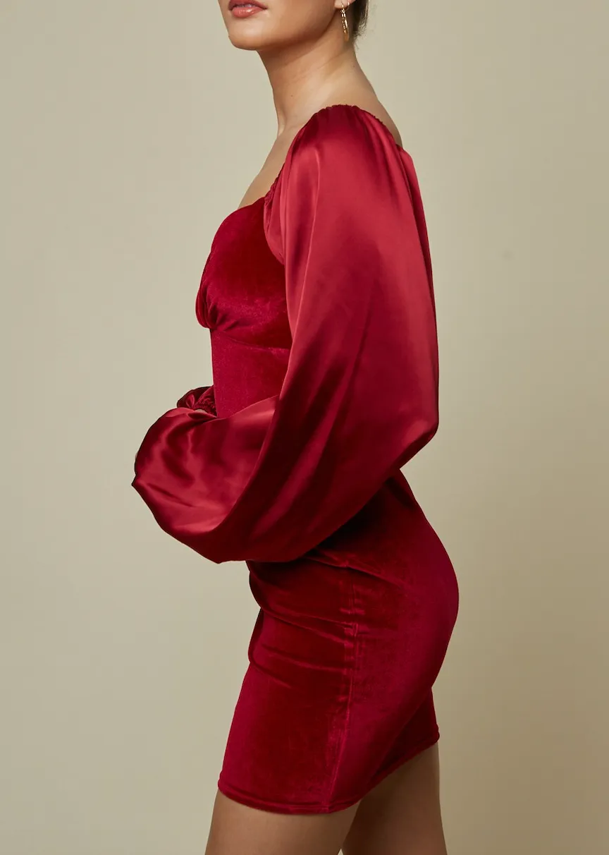 Satin Velvet Mini Dress